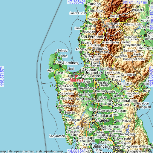 Topographic map of Malawa