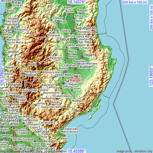 Topographic map of Malasin