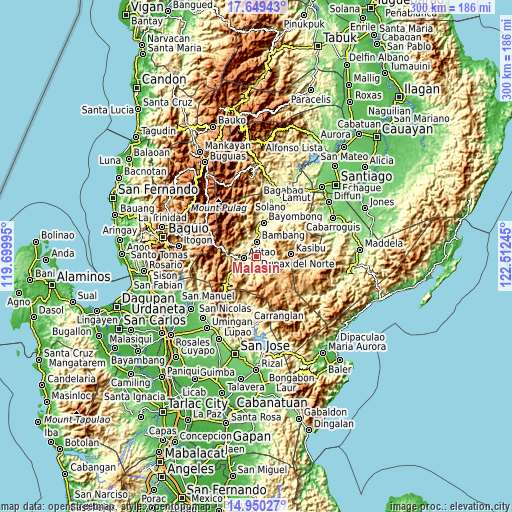 Topographic map of Malasin