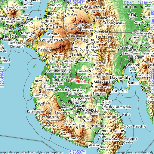 Topographic map of Malapag