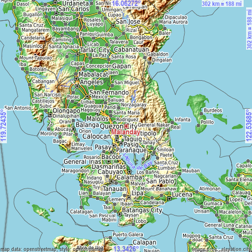 Topographic map of Malanday