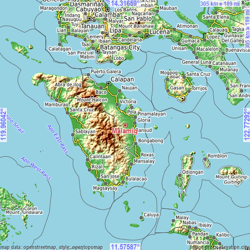 Topographic map of Malamig