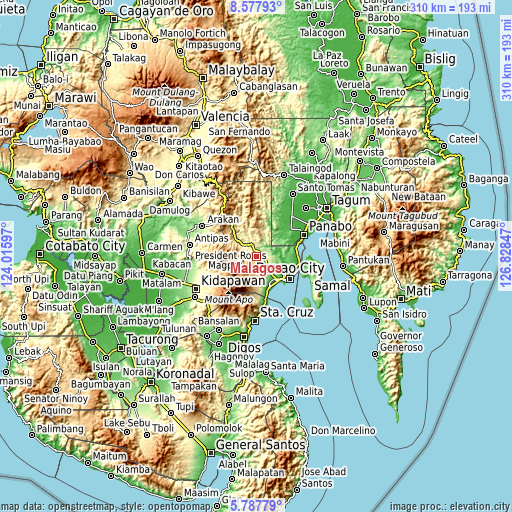 Topographic map of Malagos