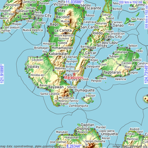 Topographic map of Malabuyoc