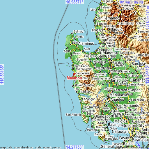 Topographic map of Malabon