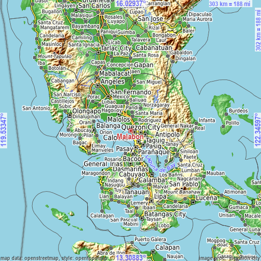 Topographic map of Malabon