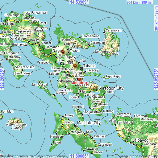 Topographic map of Malabog