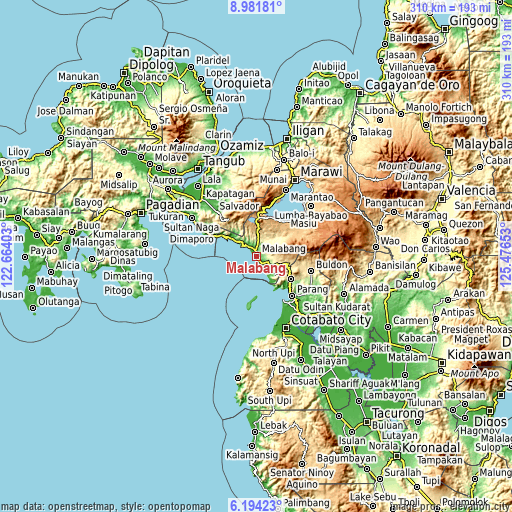 Topographic map of Malabang