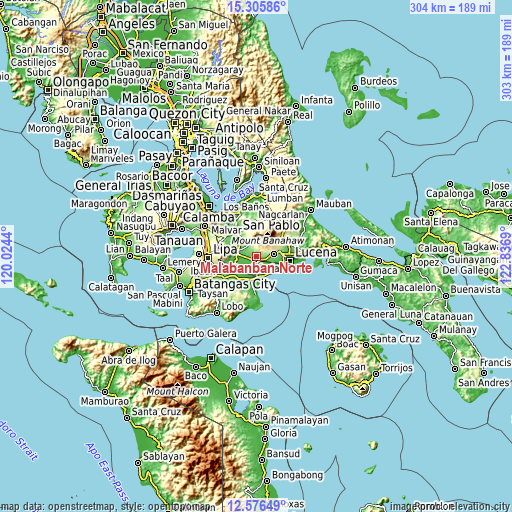 Topographic map of Malabanban Norte