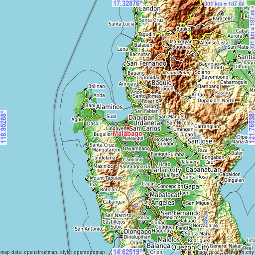 Topographic map of Malabago