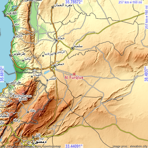 Topographic map of Al Furqlus
