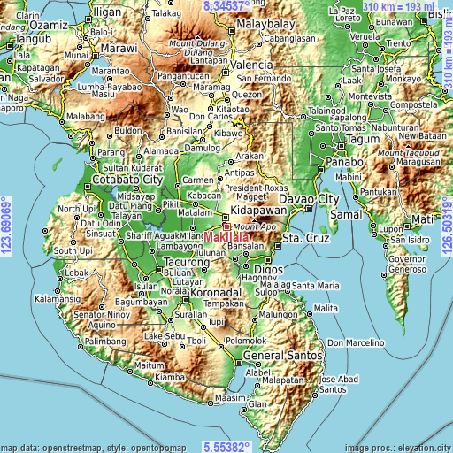 Topographic map of Makilala