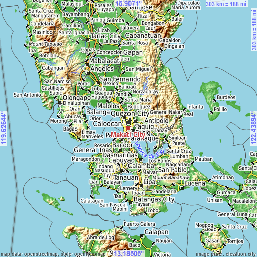 Topographic map of Makati City