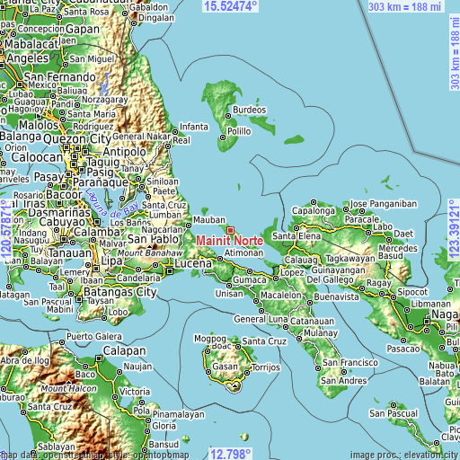 Topographic map of Mainit Norte