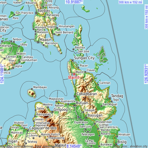 Topographic map of Mainit