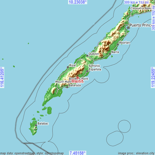 Topographic map of Mainit