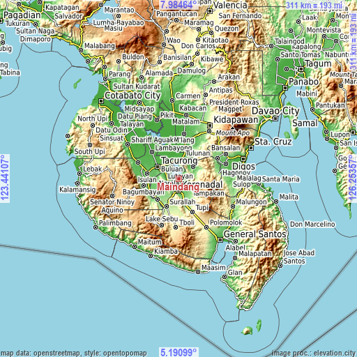 Topographic map of Maindang