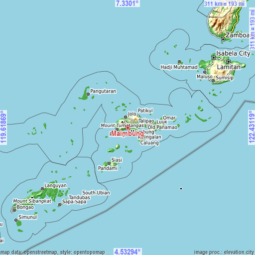 Topographic map of Maimbung