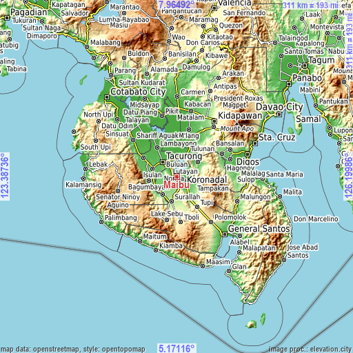 Topographic map of Maibu