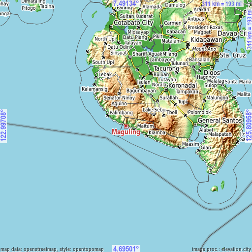 Topographic map of Maguling