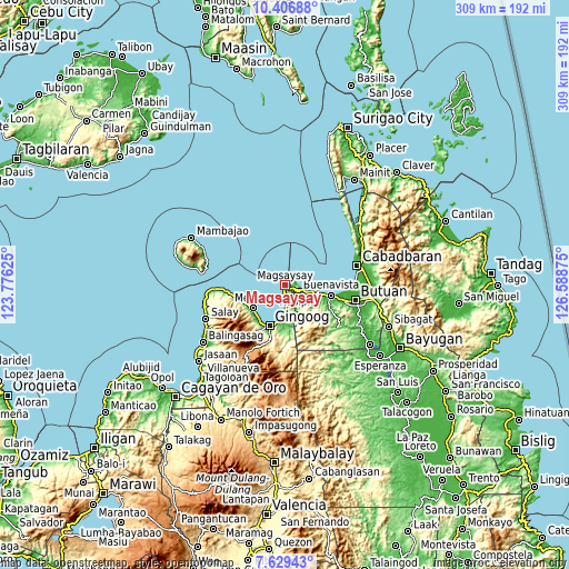 Topographic map of Magsaysay