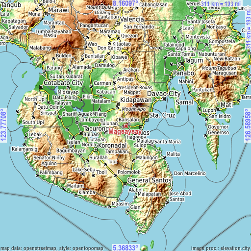 Topographic map of Magsaysay