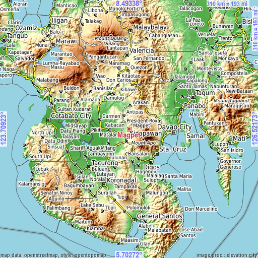 Topographic map of Magpet