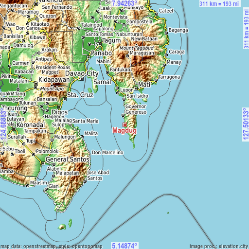 Topographic map of Magdug