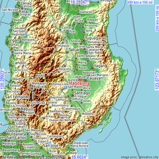 Topographic map of Magdalena