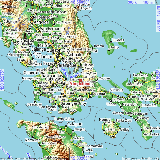 Topographic map of Magdalena