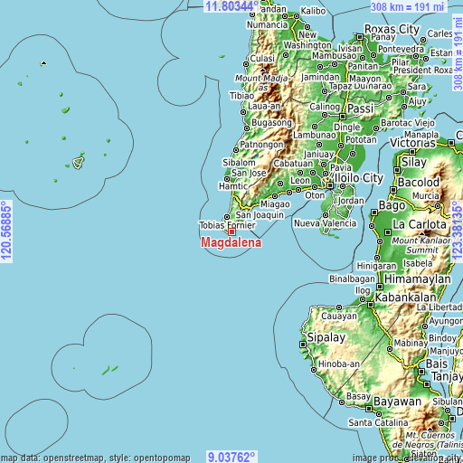 Topographic map of Magdalena