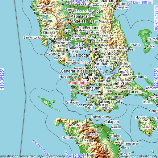 Topographic map of Magallanes