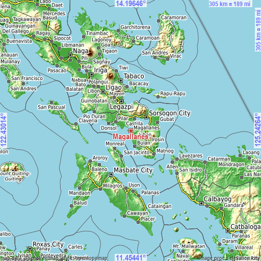 Topographic map of Magallanes