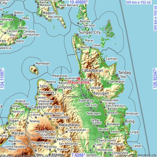 Topographic map of Magallanes