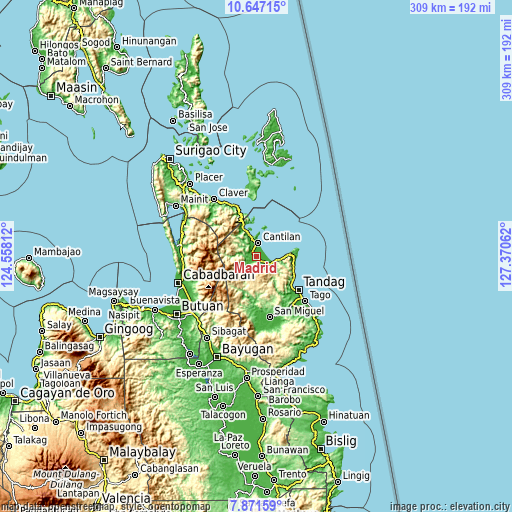 Topographic map of Madrid