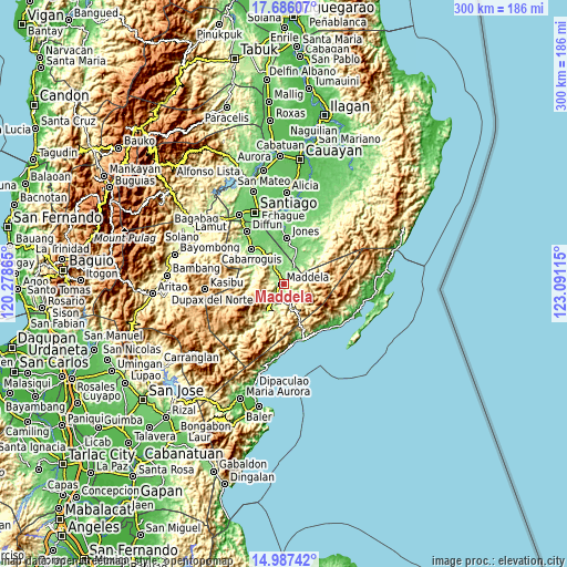 Topographic map of Maddela