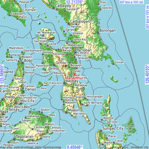 Topographic map of MacArthur