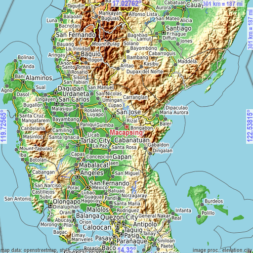 Topographic map of Macapsing