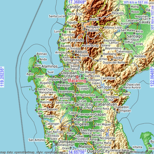 Topographic map of Macalong