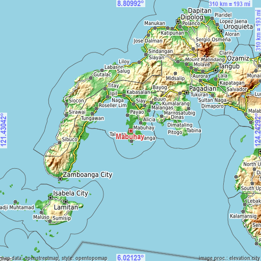 Topographic map of Mabuhay