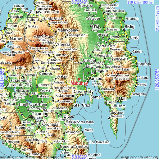 Topographic map of Mabuhay