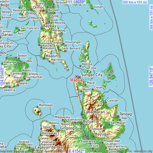 Topographic map of Mabua