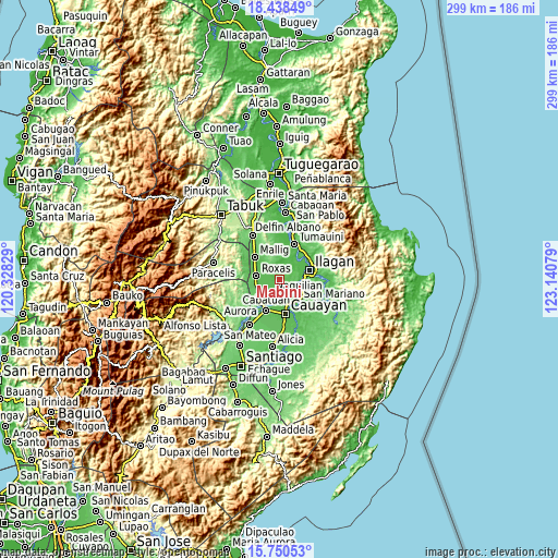 Topographic map of Mabini