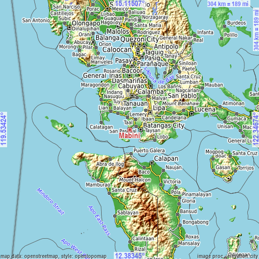 Topographic map of Mabini