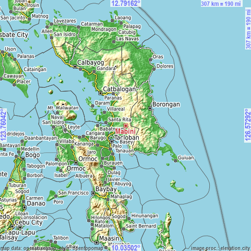 Topographic map of Mabini