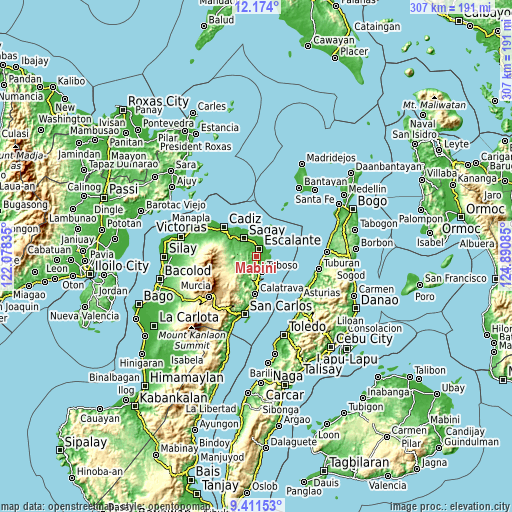 Topographic map of Mabini