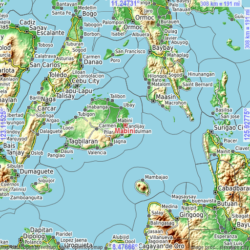 Topographic map of Mabini