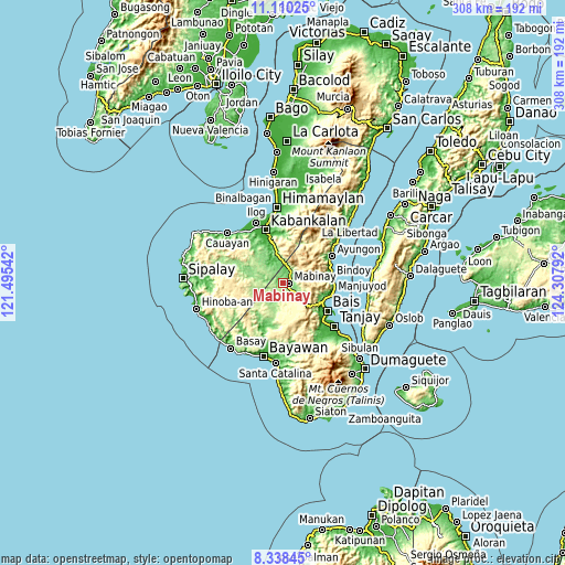 Topographic map of Mabinay