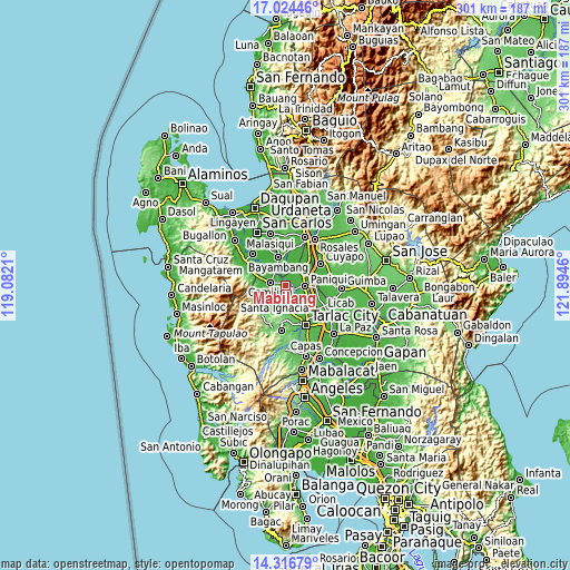 Topographic map of Mabilang