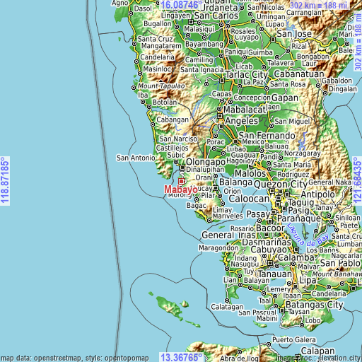 Topographic map of Mabayo